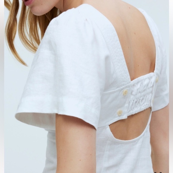 NWT Madewell Size 00 Square Neck Mini Dress 100% White Linen Cutout Romantic - Picture 10 of 10
